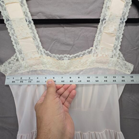 VTG Van Raalte Nightgown 32 S 50s White Chiffon Lace Babydoll Coquette Romantic - Picture 9 of 12